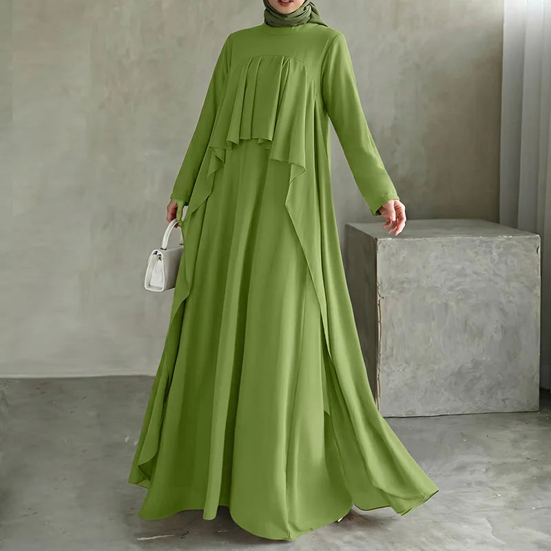 Abaya Femme Élégante Manches Longues – Robe Kaftan à Volants