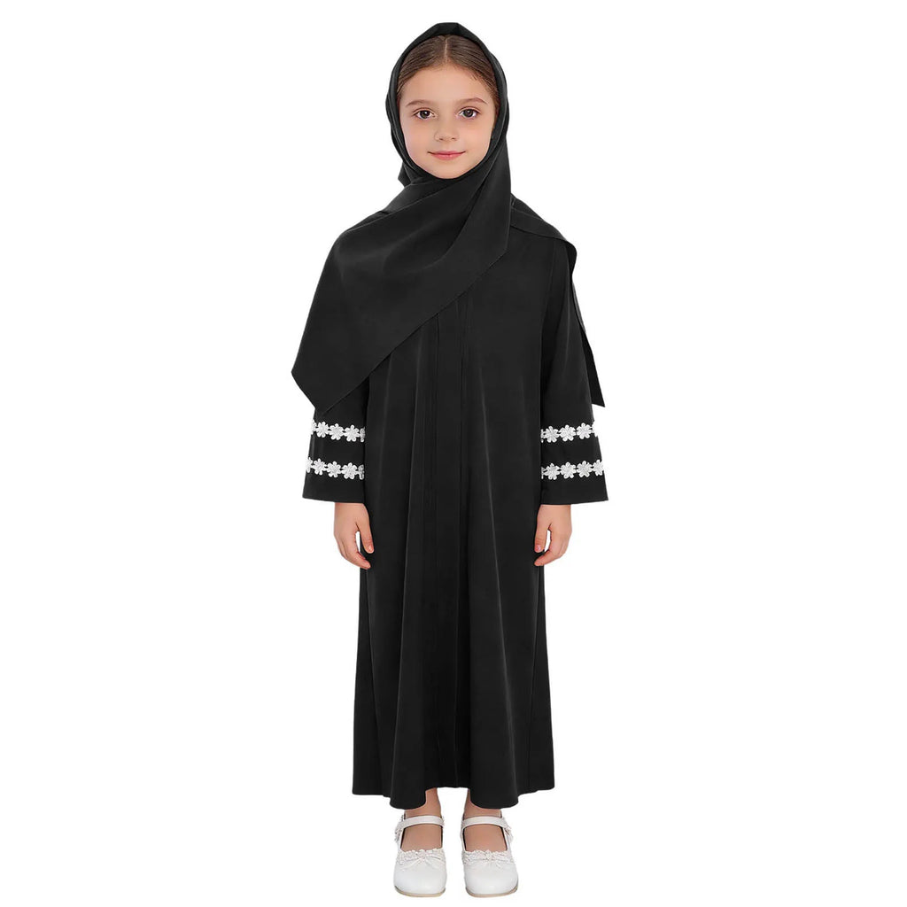 Abaya Fille avec Hijab – Robe Zippée Ramadan Eid
