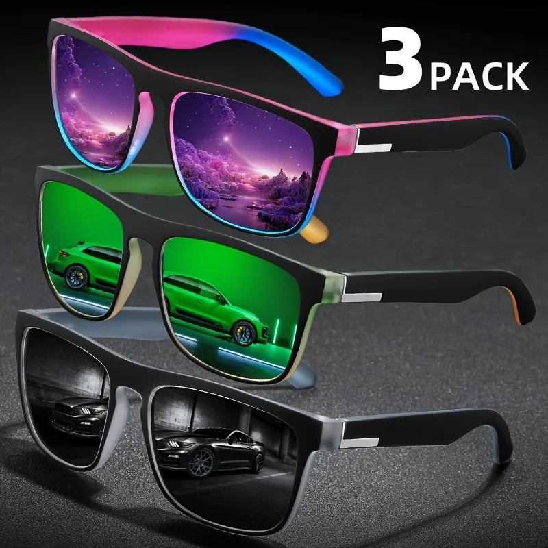 Lot de 3 lunettes carrées polarisées dégradées