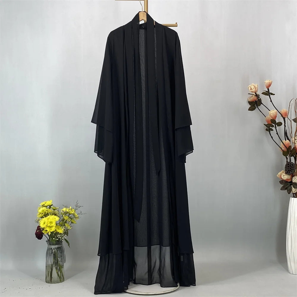Abaya ouverte en mousseline – Style Kebaya