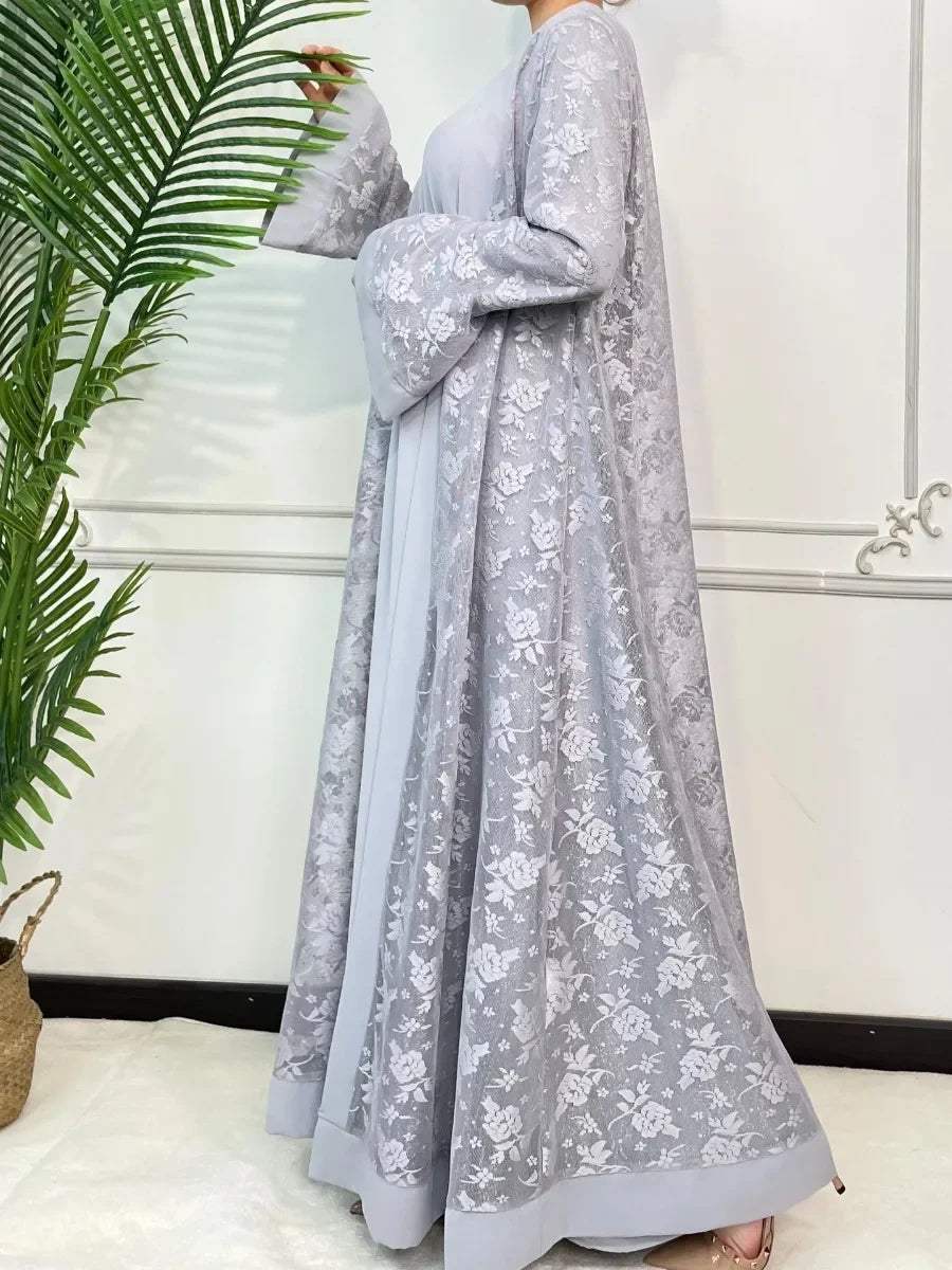 Ensemble 2 pièces abaya dentelle – Ramadan & Aïd