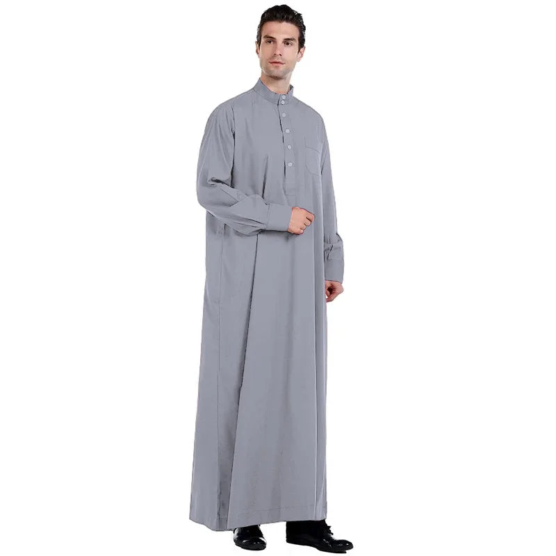 Qamis Homme Uni – Kaftan Jubba Islamique avec Bonnet