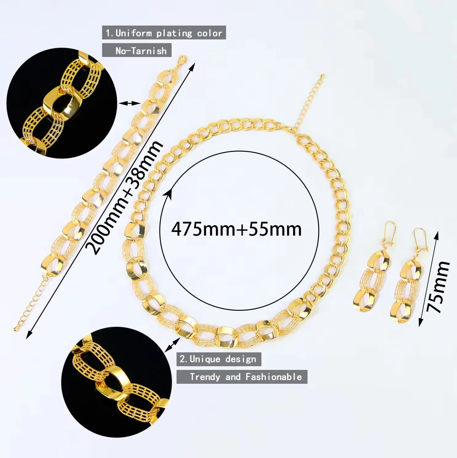 Collier imposant plaqué or 21k – Style punk oriental
