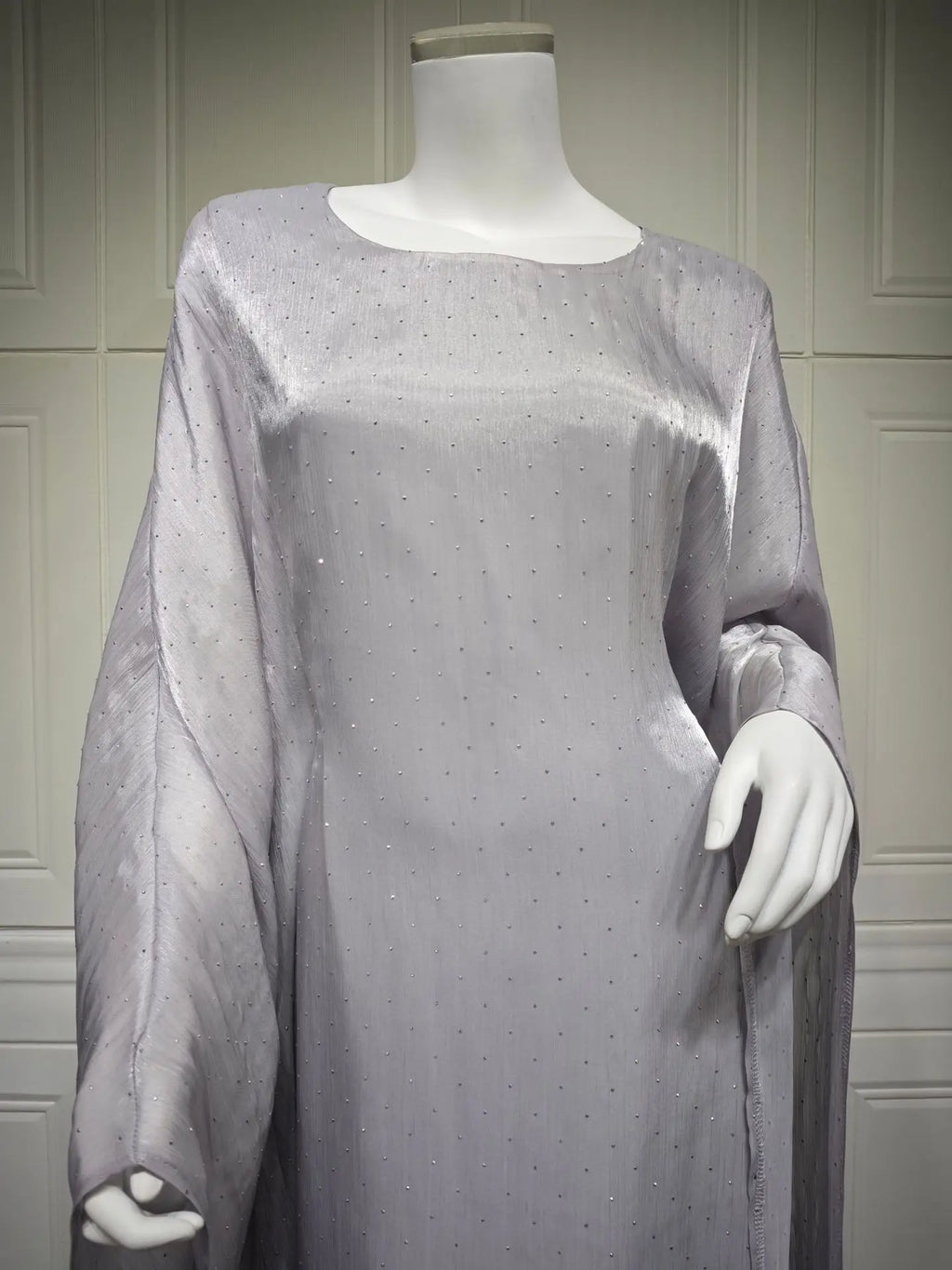 Abaya Ramadan Femme Manches Chauve-Souris Perlée