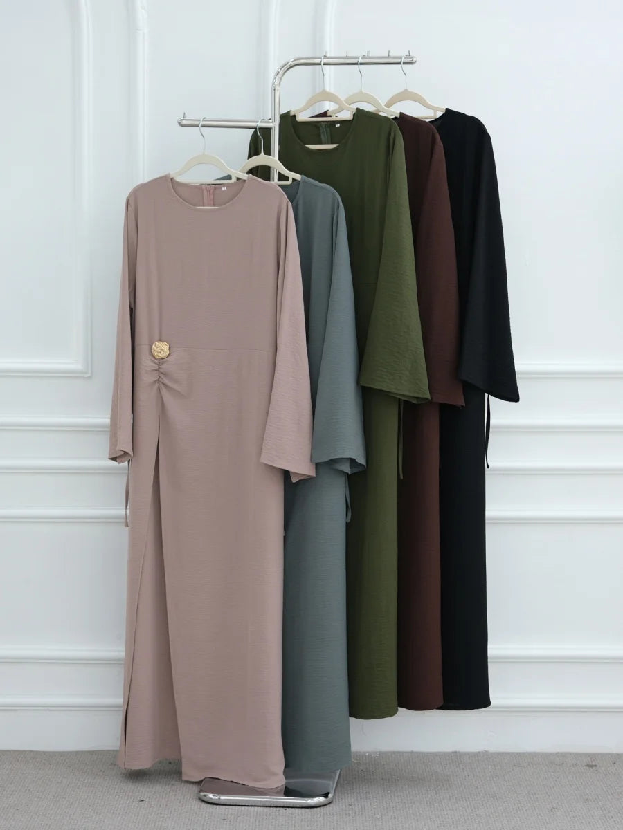 Abaya Femme Unie à Cordon – Robe Longue Modest Ramadan