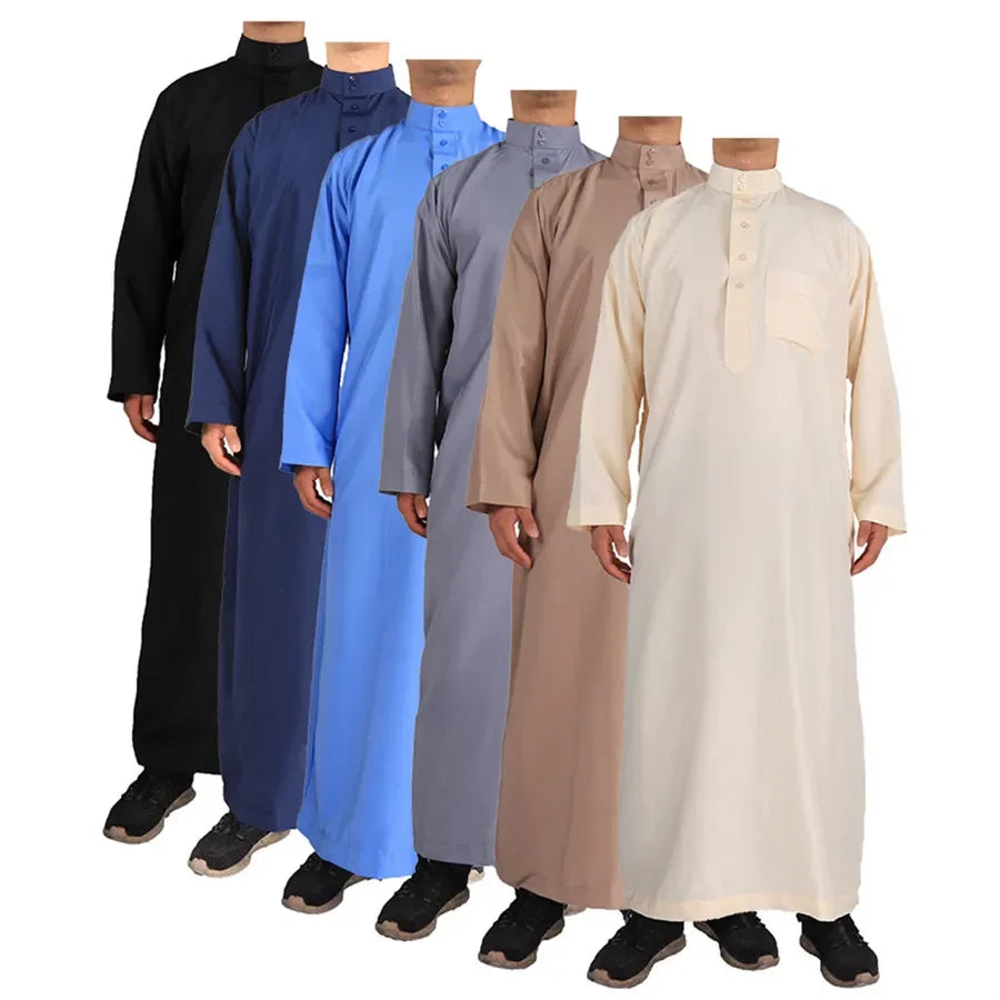 Qamis Homme Uni – Kaftan Jubba Islamique avec Bonnet