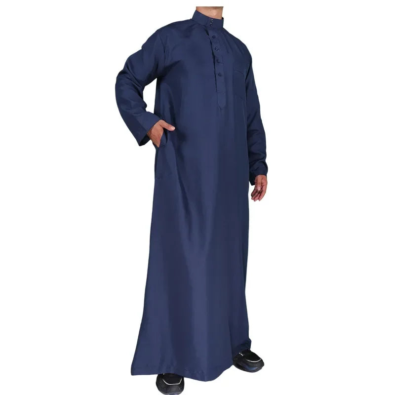 Qamis Homme Uni – Kaftan Jubba Islamique avec Bonnet