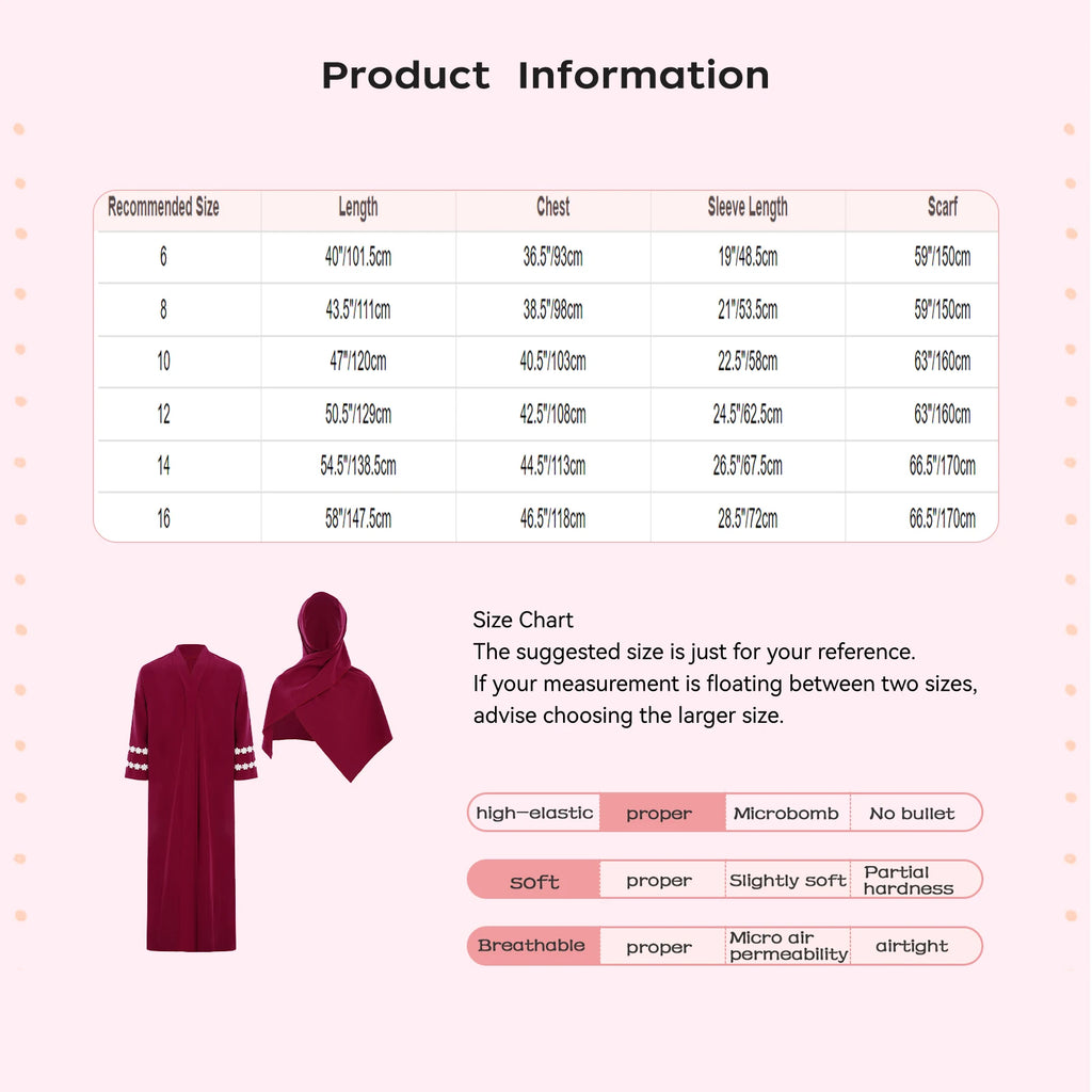 Abaya Fille avec Hijab – Robe Zippée Ramadan Eid