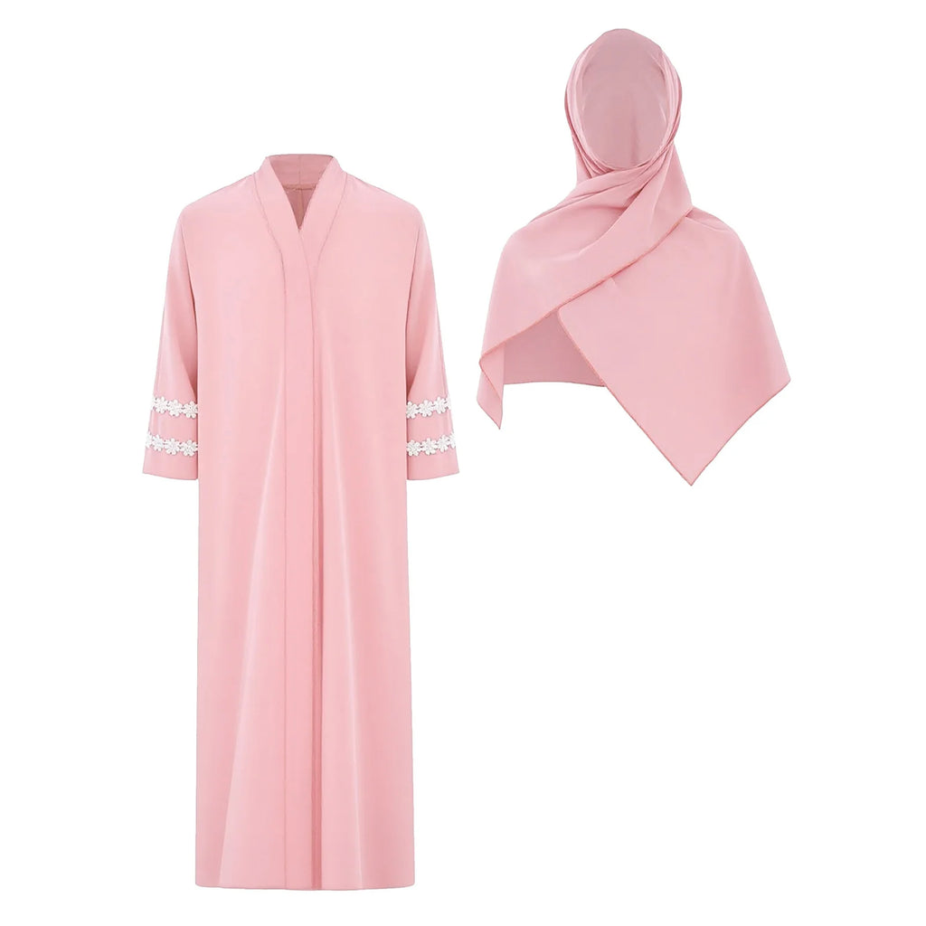 Abaya Fille avec Hijab – Robe Zippée Ramadan Eid