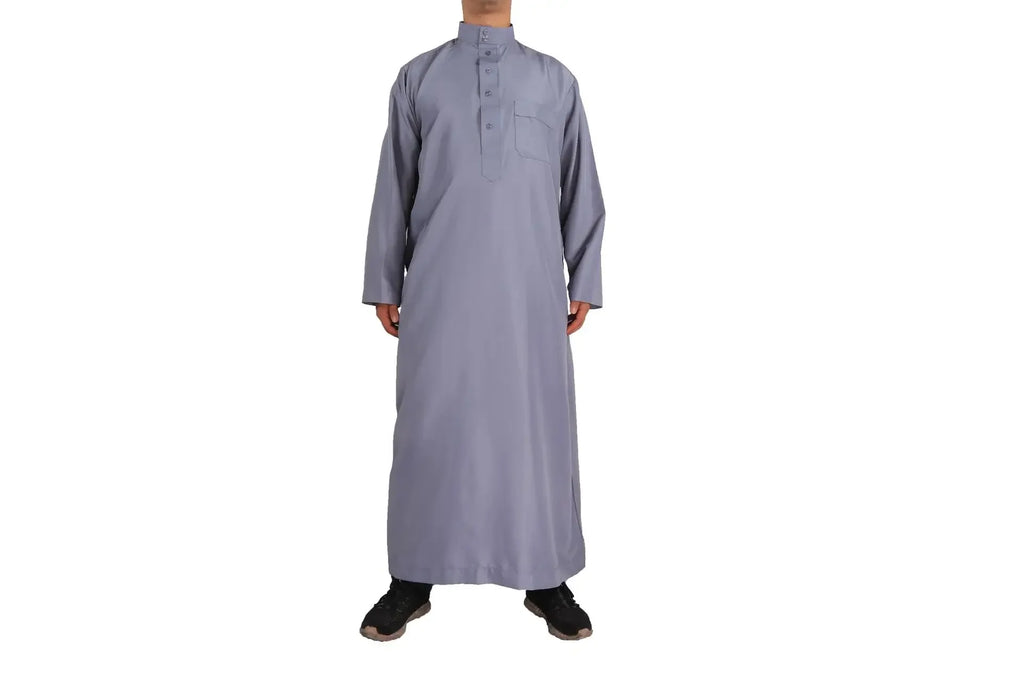 Qamis Homme Uni – Kaftan Jubba Islamique avec Bonnet