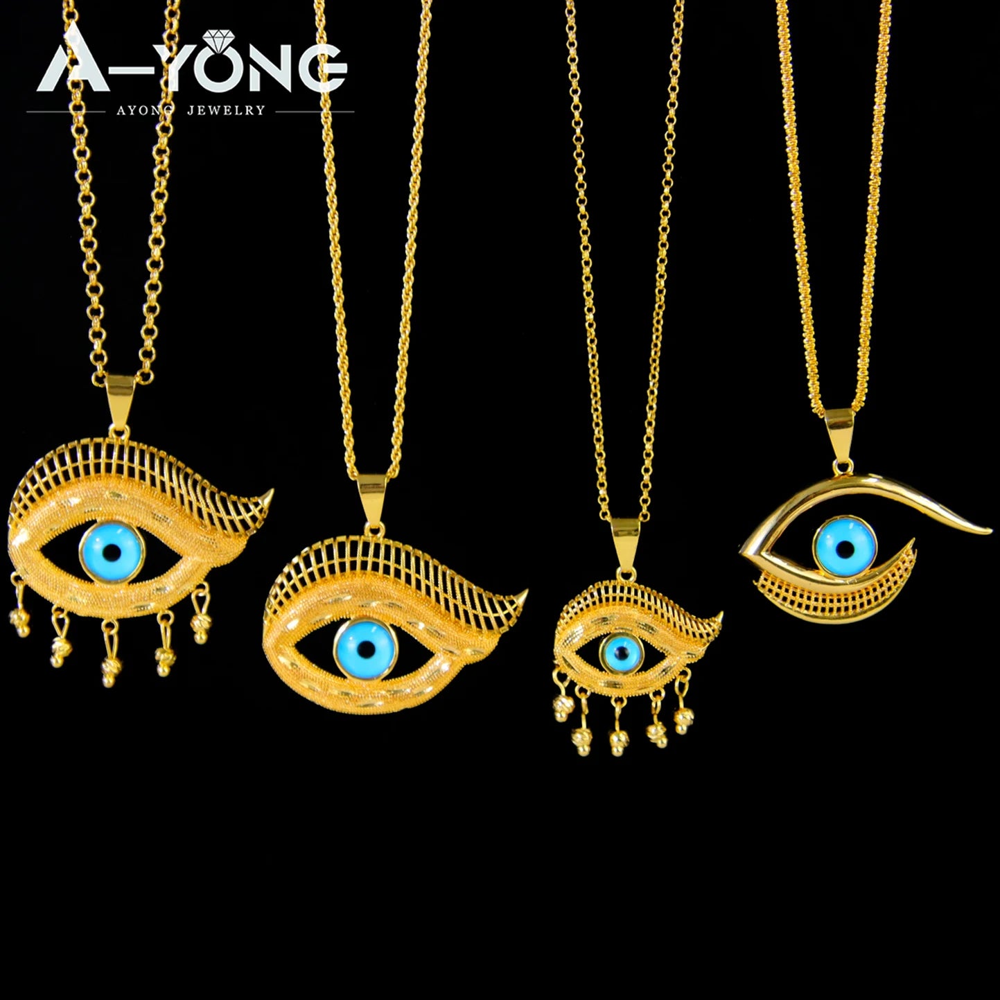Collier pendentif œil turc porte-bonheur – Plaqué or 21k