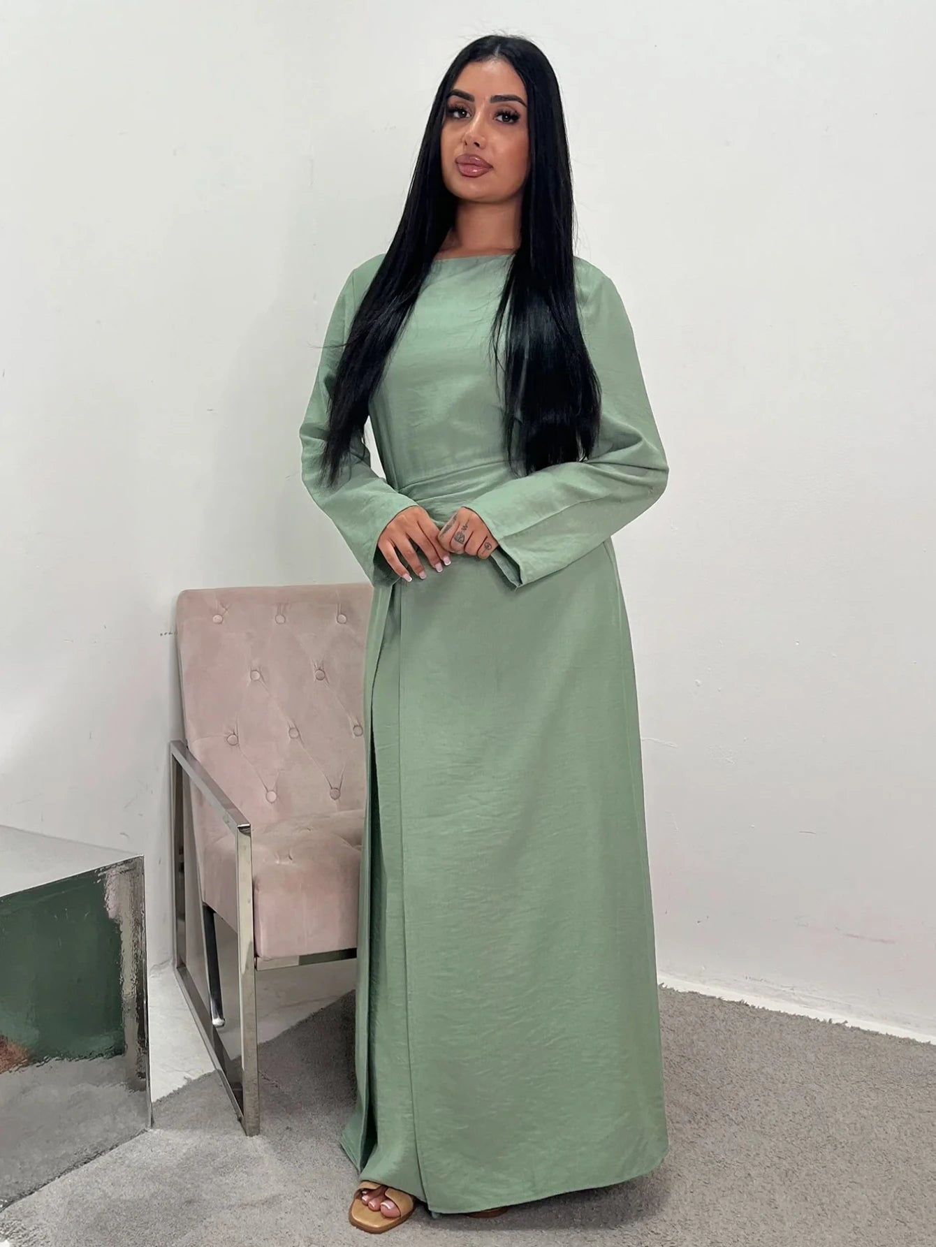 Abaya unie modeste – Tenue Aïd élégante