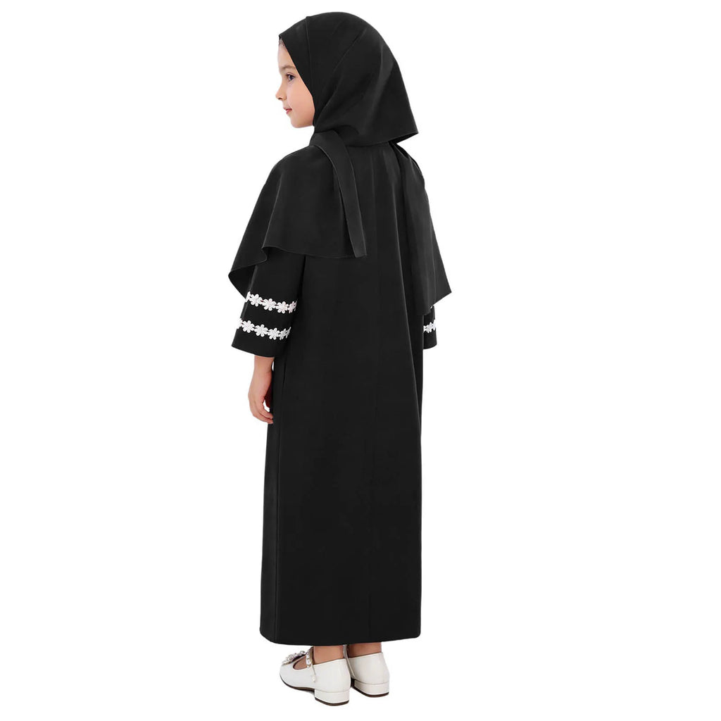 Abaya Fille avec Hijab – Robe Zippée Ramadan Eid