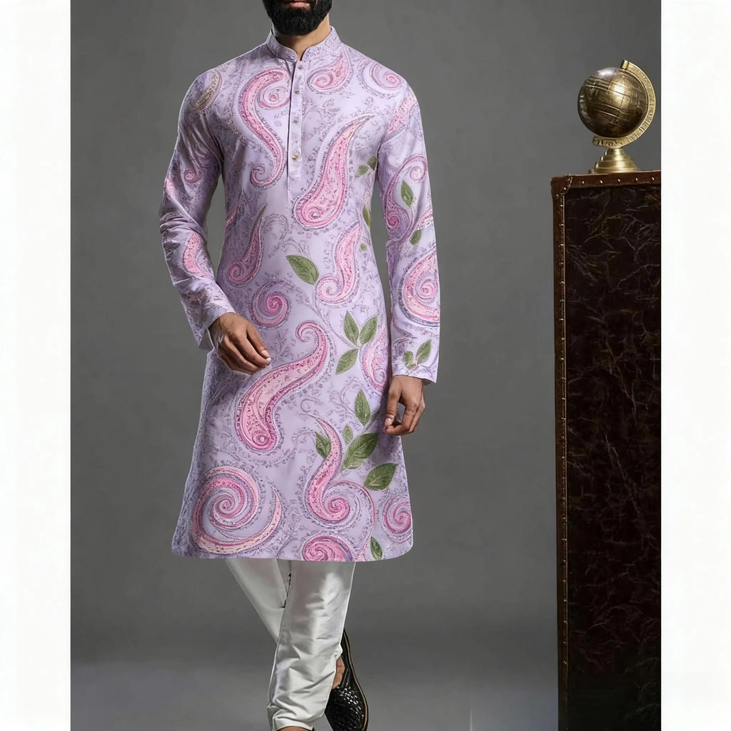 Jubba Thobe Homme Imprimé – Robe Longue Islamique Style Kimono