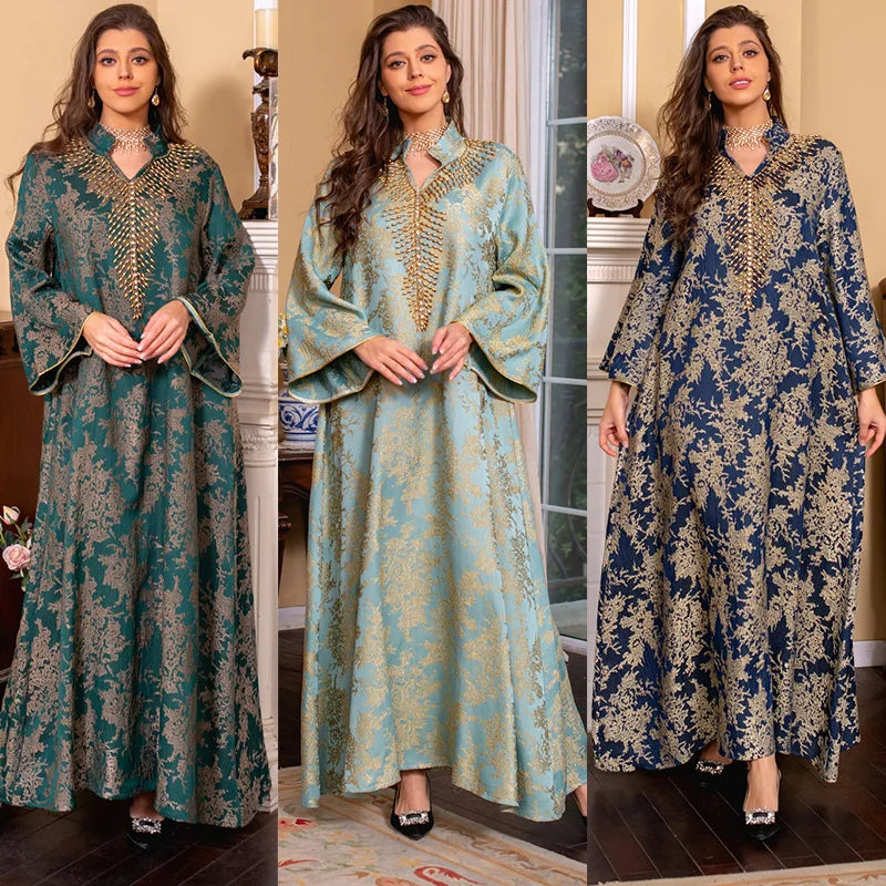 Abaya Femme Élégante Dentelle Brodée – Kaftan Marocain Soirée