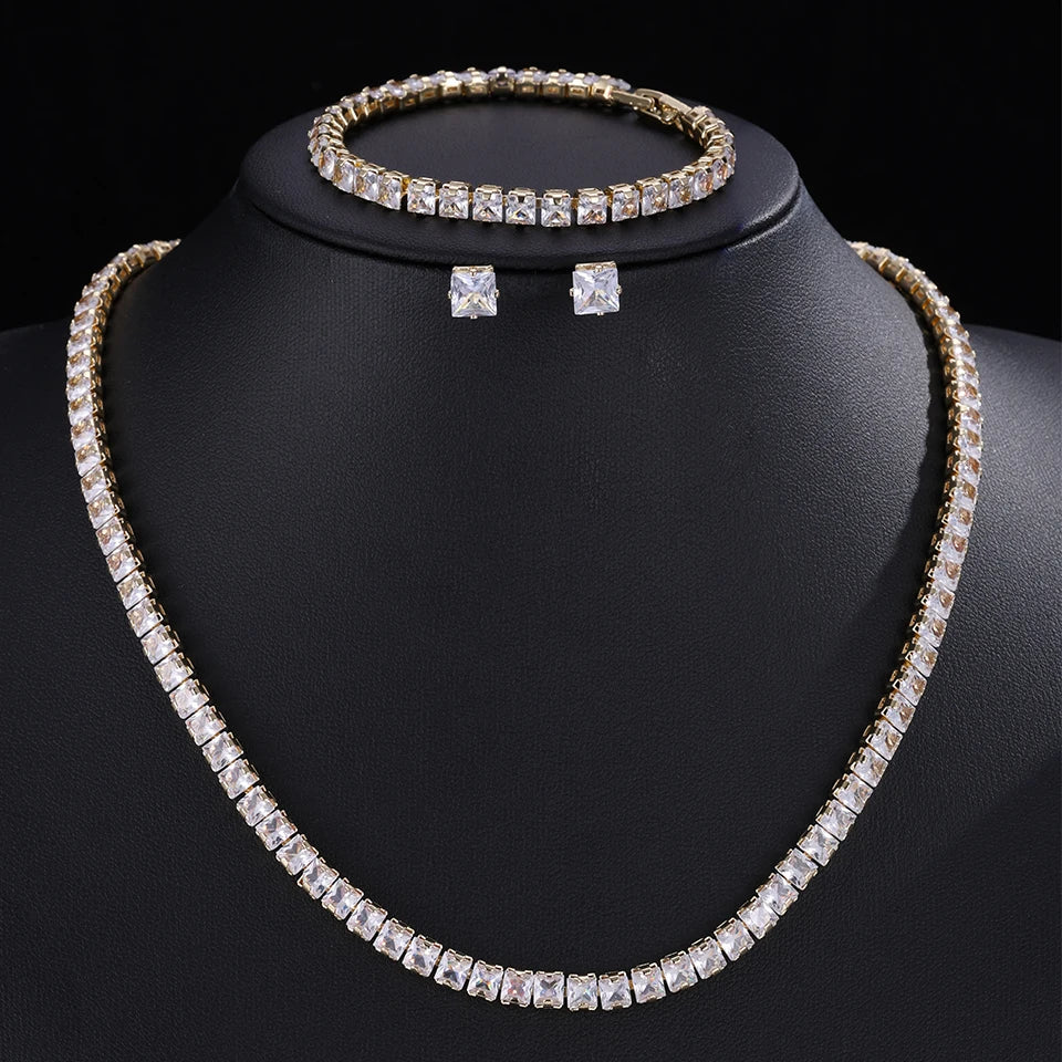 Parure collier & boucles d'oreilles zirconium AAA – Mariage