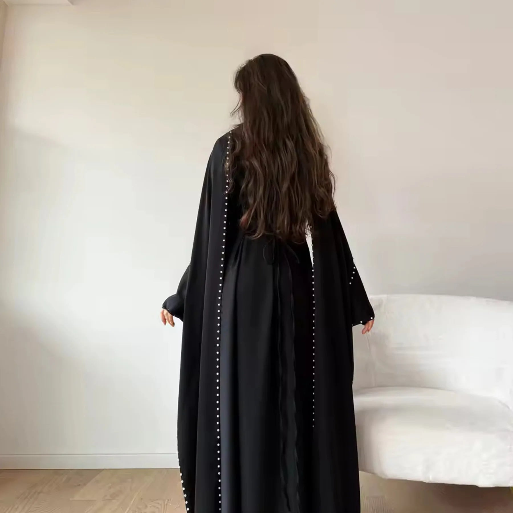 Abaya cape perles Dubai – Robe modeste raffinée