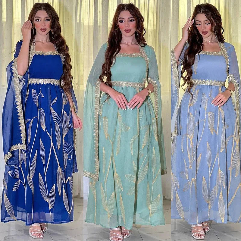 Abaya Femme Élégante Dentelle Brodée – Kaftan Marocain Soirée