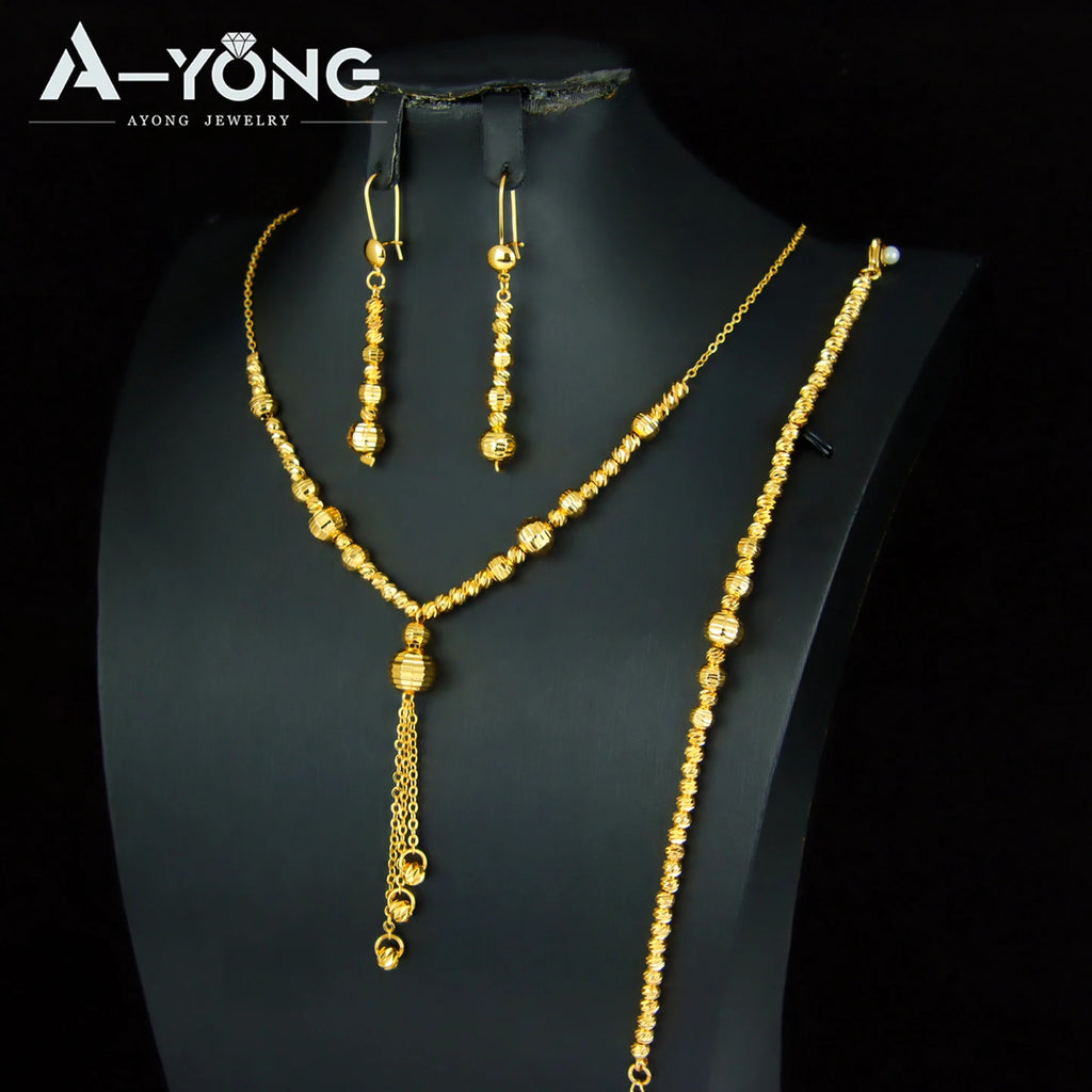 Parure perles plaquée or 21k – Style arabe