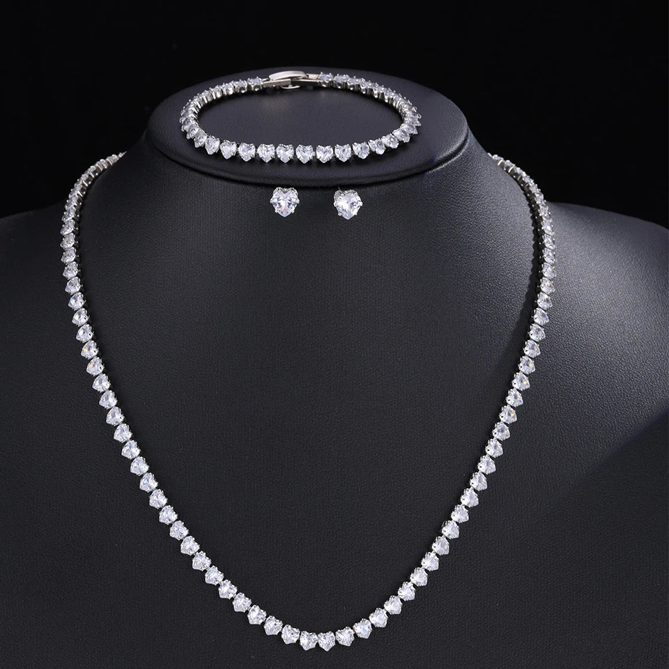 Parure collier & boucles d'oreilles zirconium AAA – Mariage
