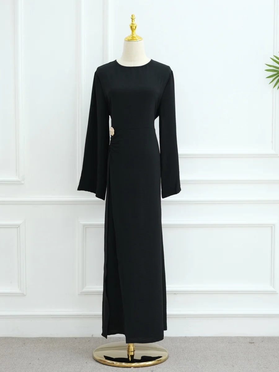 Abaya Femme Unie à Cordon – Robe Longue Modest Ramadan