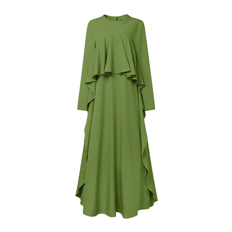 Abaya Femme Élégante Manches Longues – Robe Kaftan à Volants