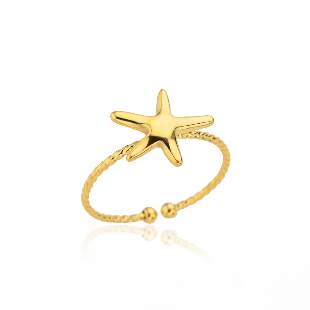 Bague ouverte réglable acier inoxydable – Plaquée or 18k