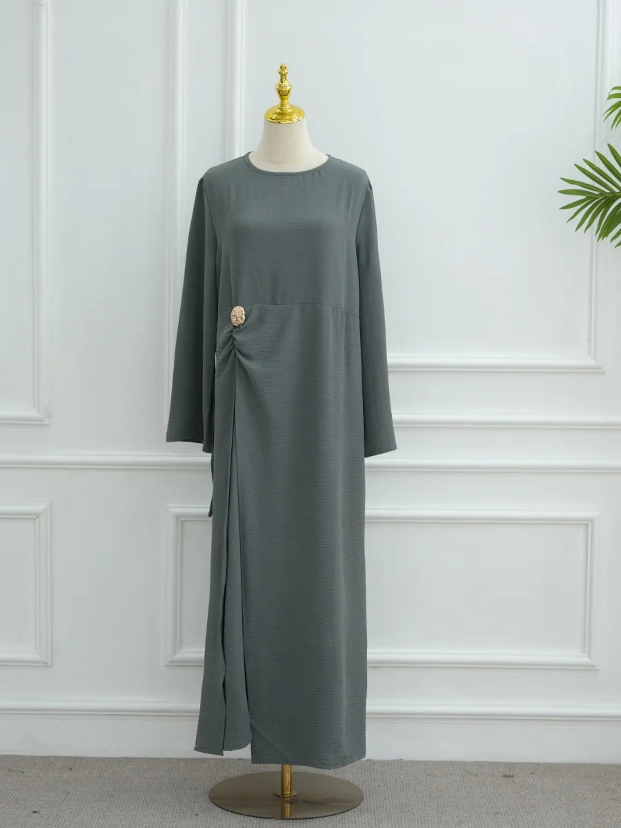 Abaya Femme Unie à Cordon – Robe Longue Modest Ramadan