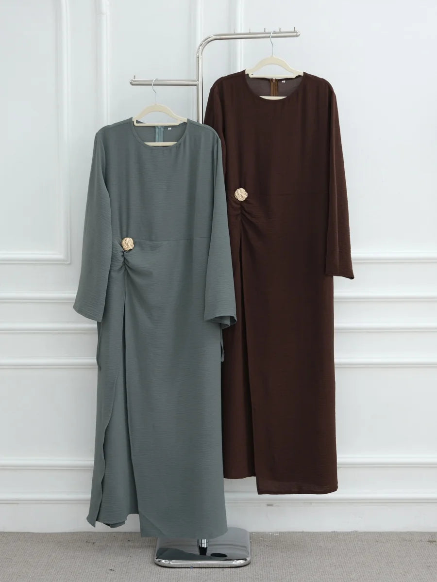 Abaya Femme Unie à Cordon – Robe Longue Modest Ramadan