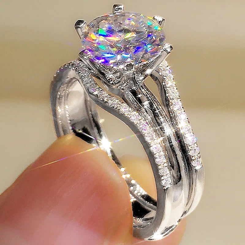 Bague solitaire 6 griffes zirconium – Or rose