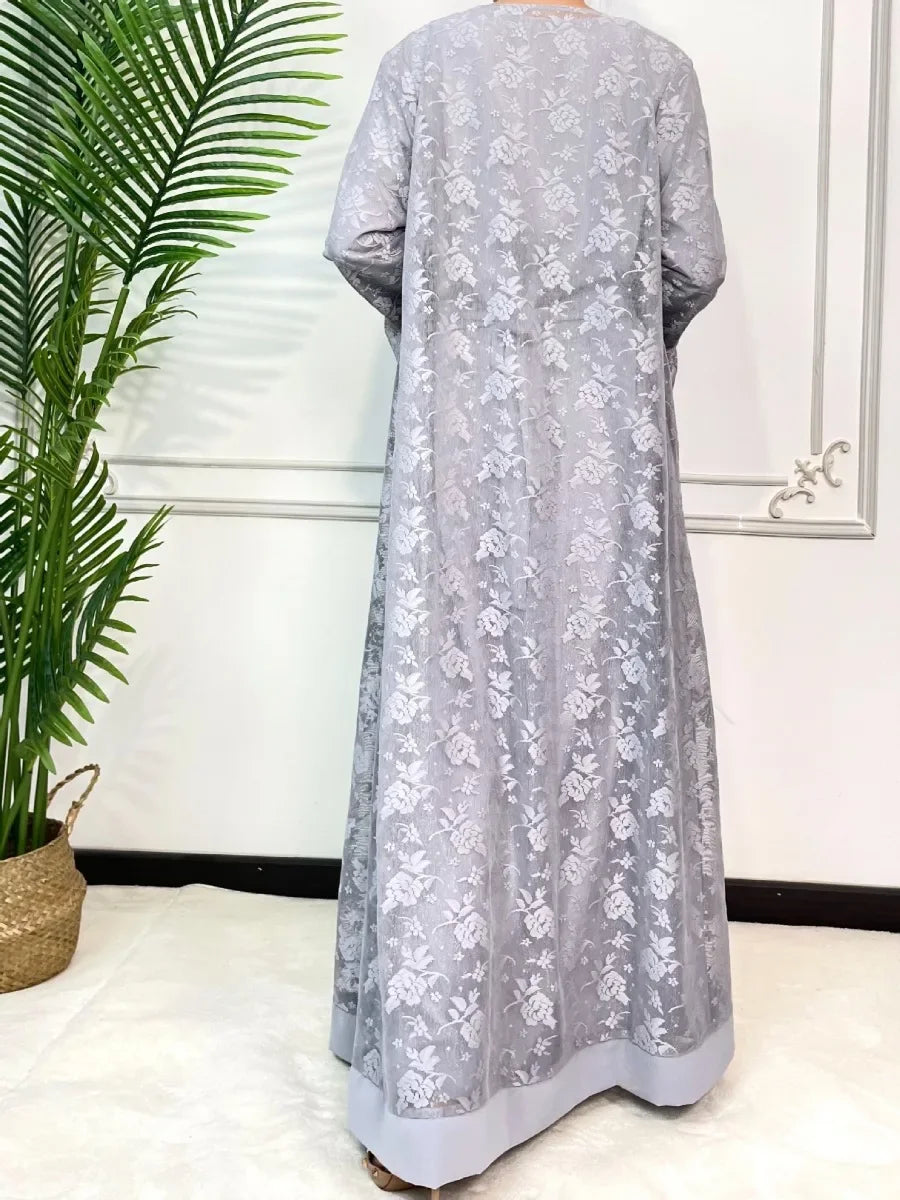 Ensemble 2 pièces abaya dentelle – Ramadan & Aïd