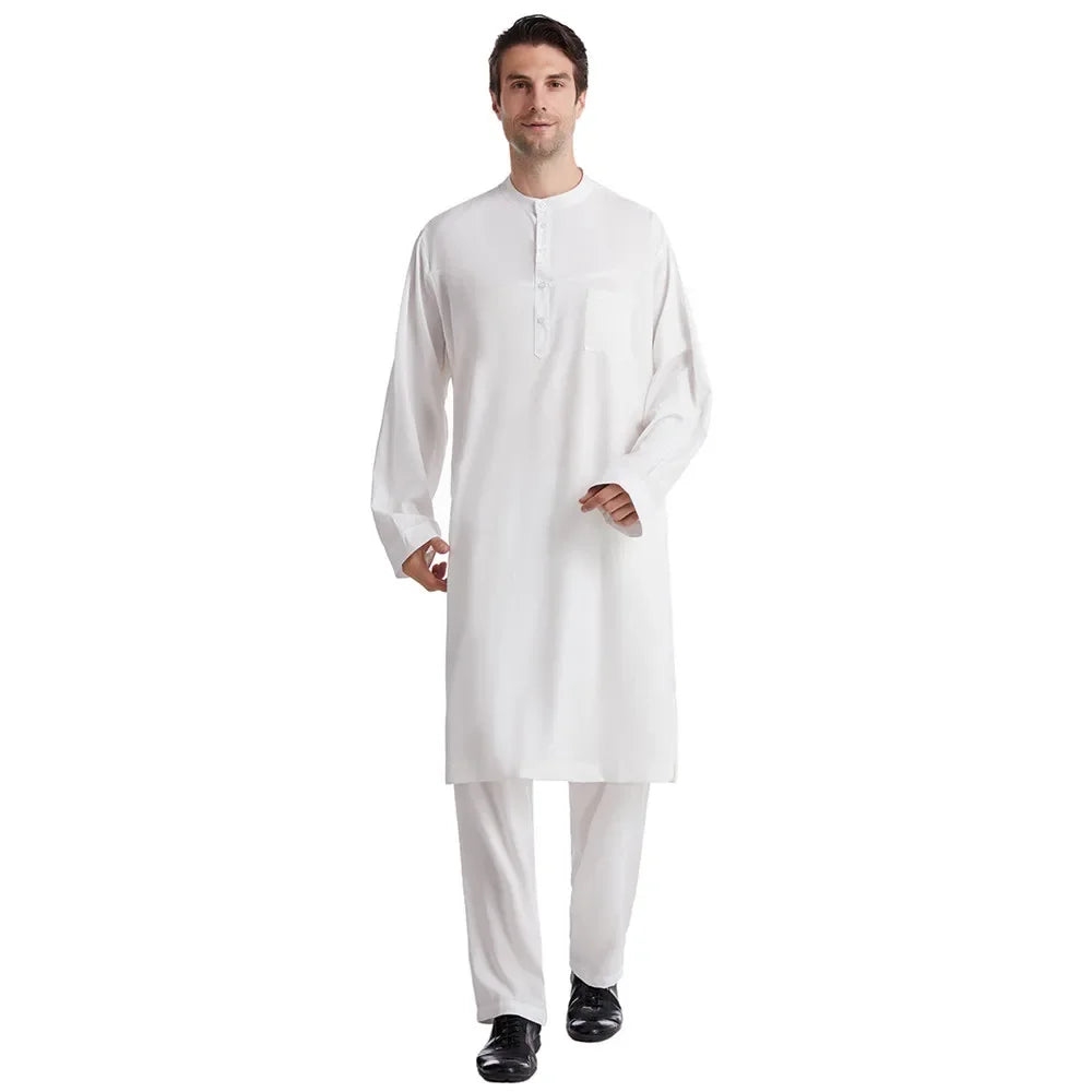 Ensemble Thobe Pantalon Homme – Tenue Islamique Ramadan 2 Pièces