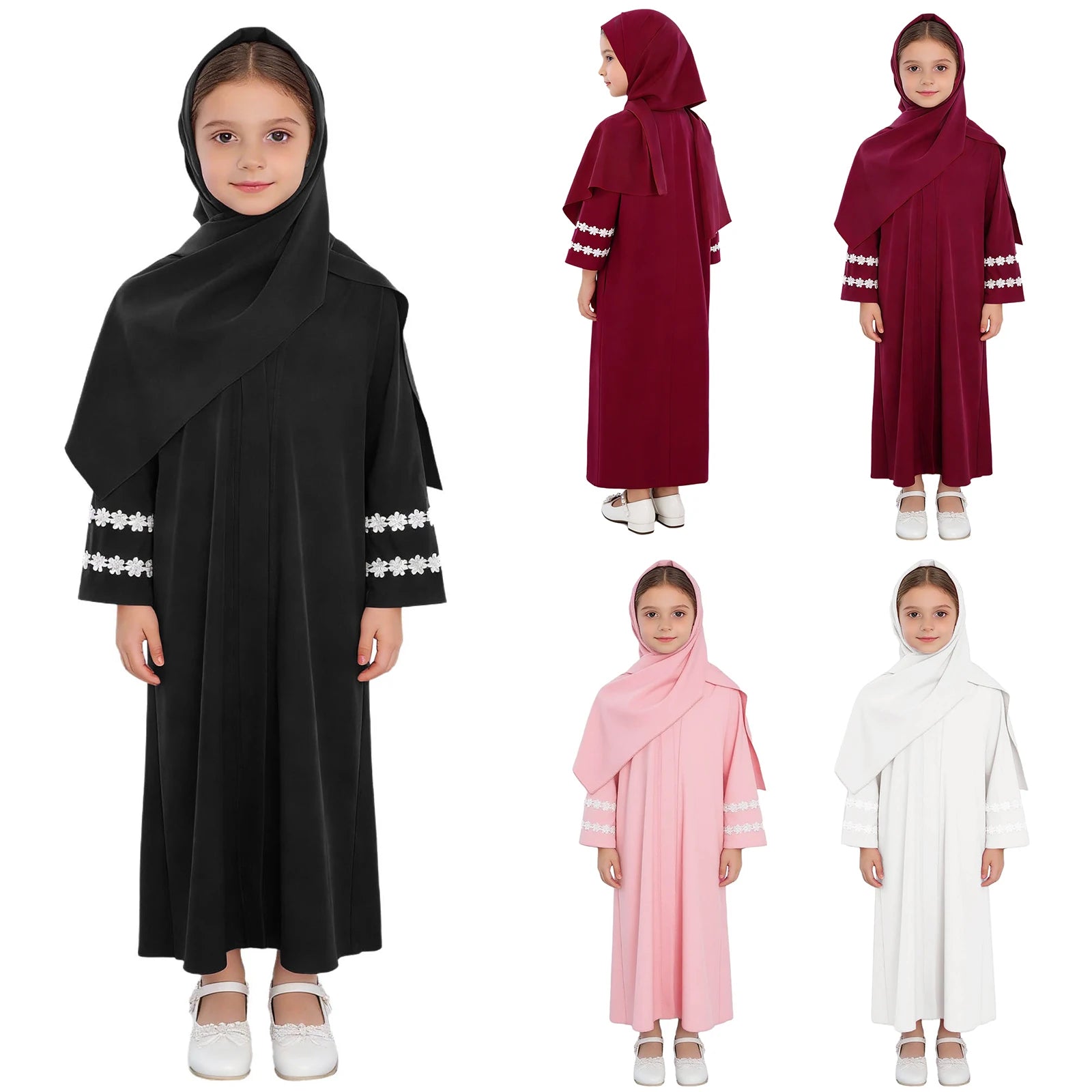 Abaya Fille avec Hijab – Robe Zippée Ramadan Eid