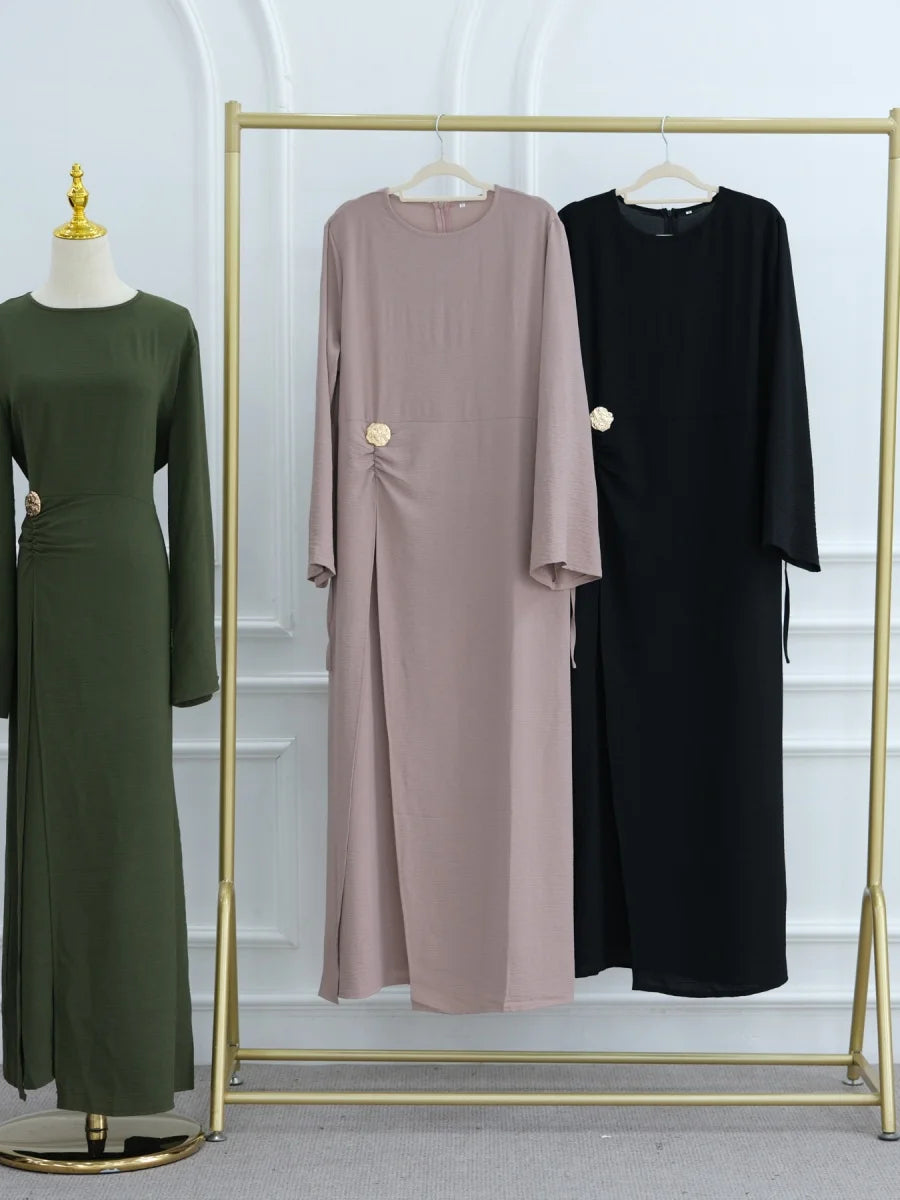 Abaya Femme Unie à Cordon – Robe Longue Modest Ramadan