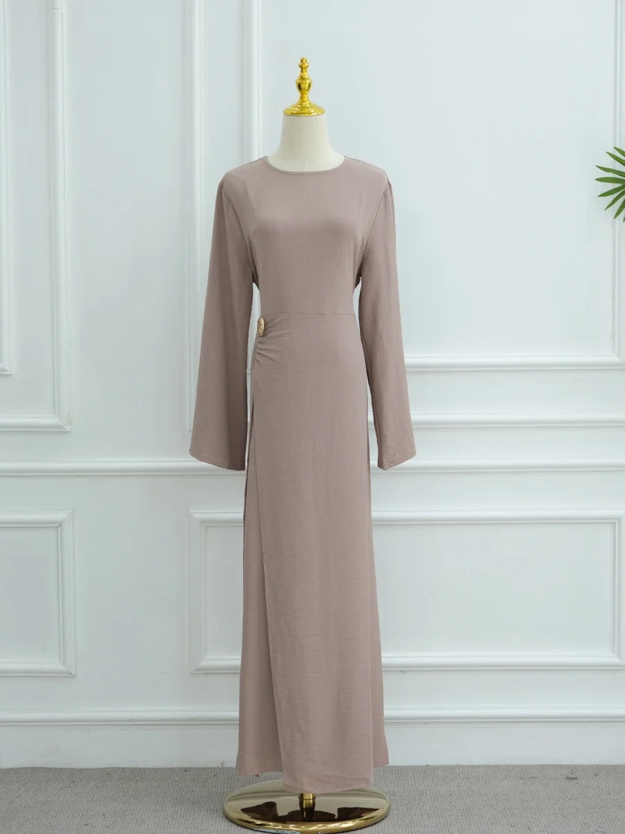 Abaya Femme Unie à Cordon – Robe Longue Modest Ramadan