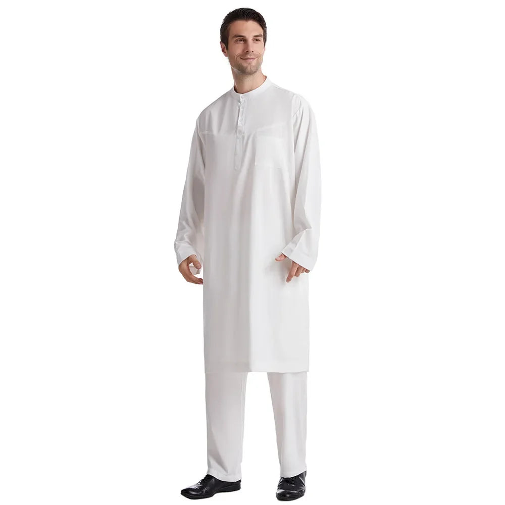 Ensemble Thobe Pantalon Homme – Tenue Islamique Ramadan 2 Pièces