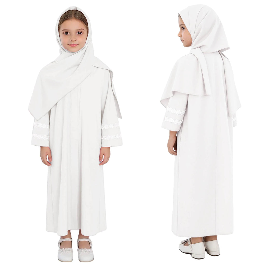Abaya Fille avec Hijab – Robe Zippée Ramadan Eid