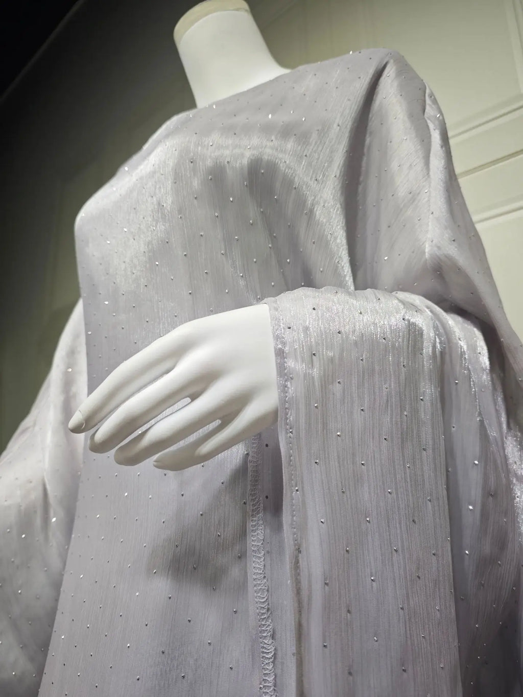 Abaya Ramadan Femme Manches Chauve-Souris Perlée