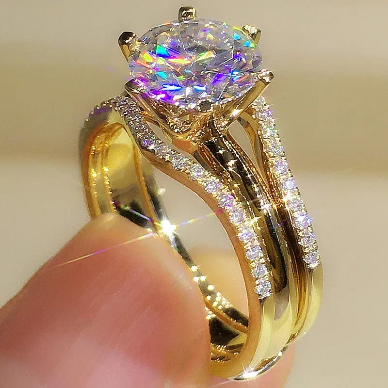 Bague solitaire 6 griffes zirconium – Or rose