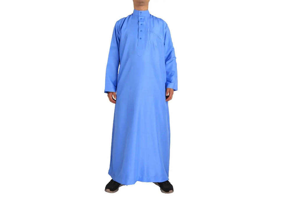 Qamis Homme Uni – Kaftan Jubba Islamique avec Bonnet