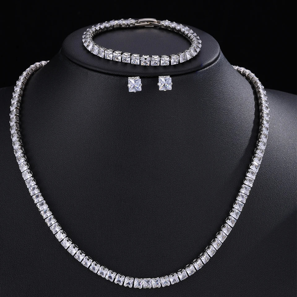Parure collier & boucles d'oreilles zirconium AAA – Mariage
