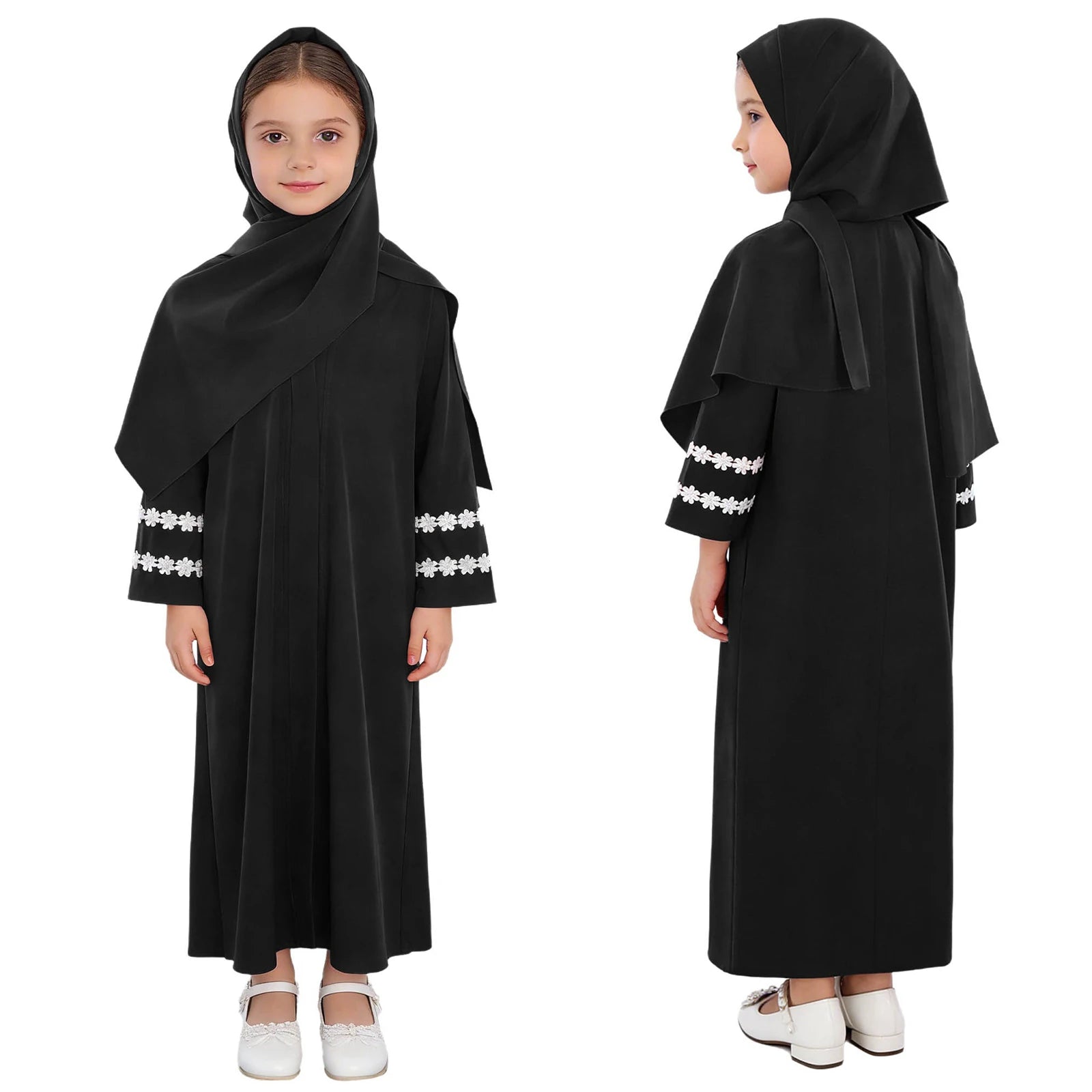 Abaya Fille avec Hijab – Robe Zippée Ramadan Eid
