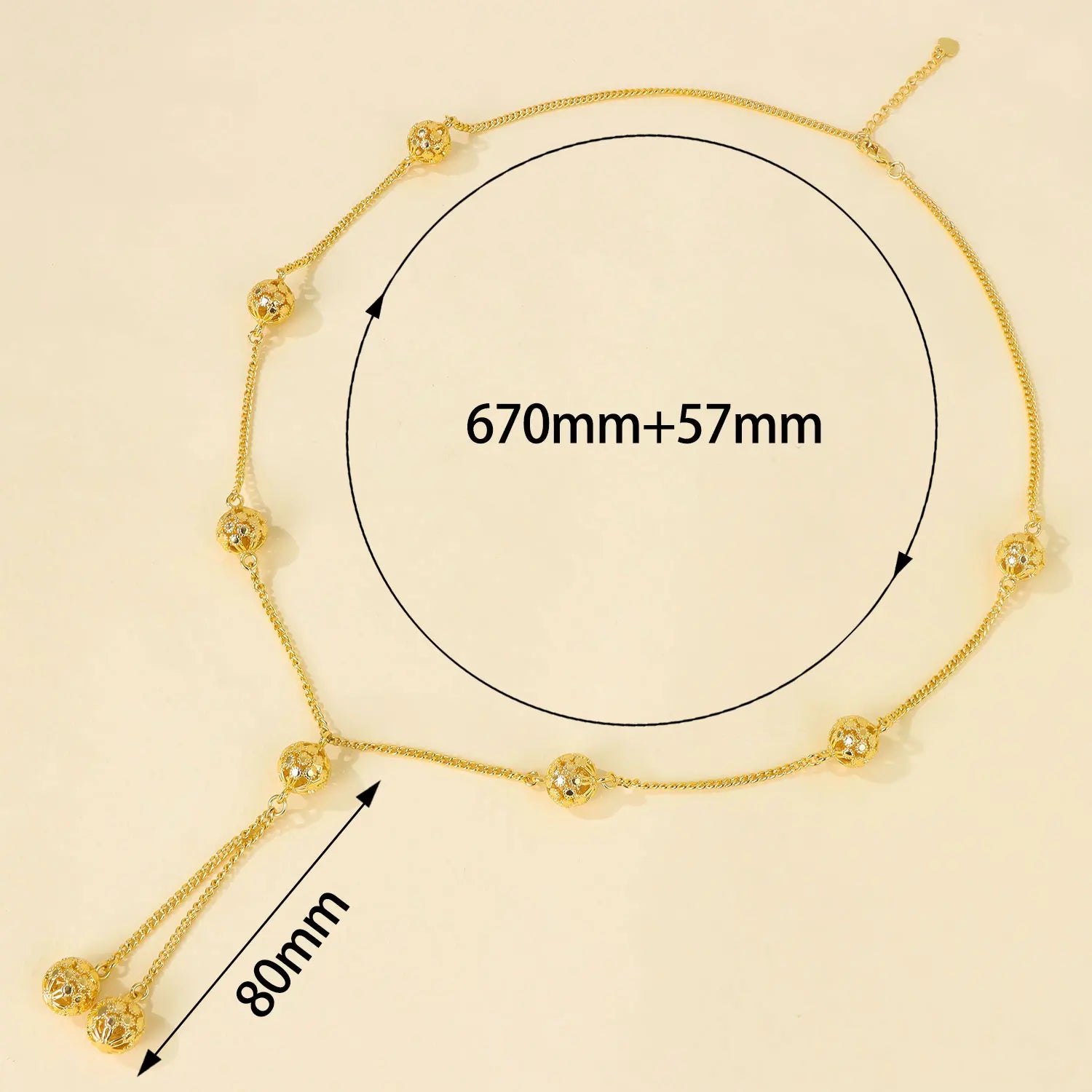 Long collier à breloques plaqué or 21k – Style Dubai