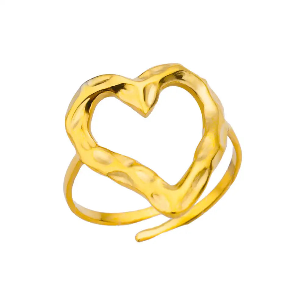 Bague ouverte réglable acier inoxydable – Plaquée or 18k