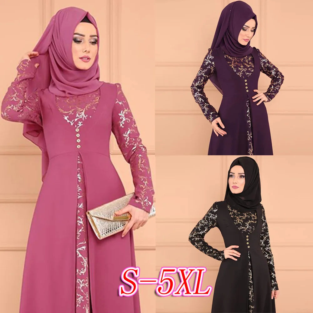 Abaya Femme Imprimée – Robe Longue Musulmane Maroc Ramadan