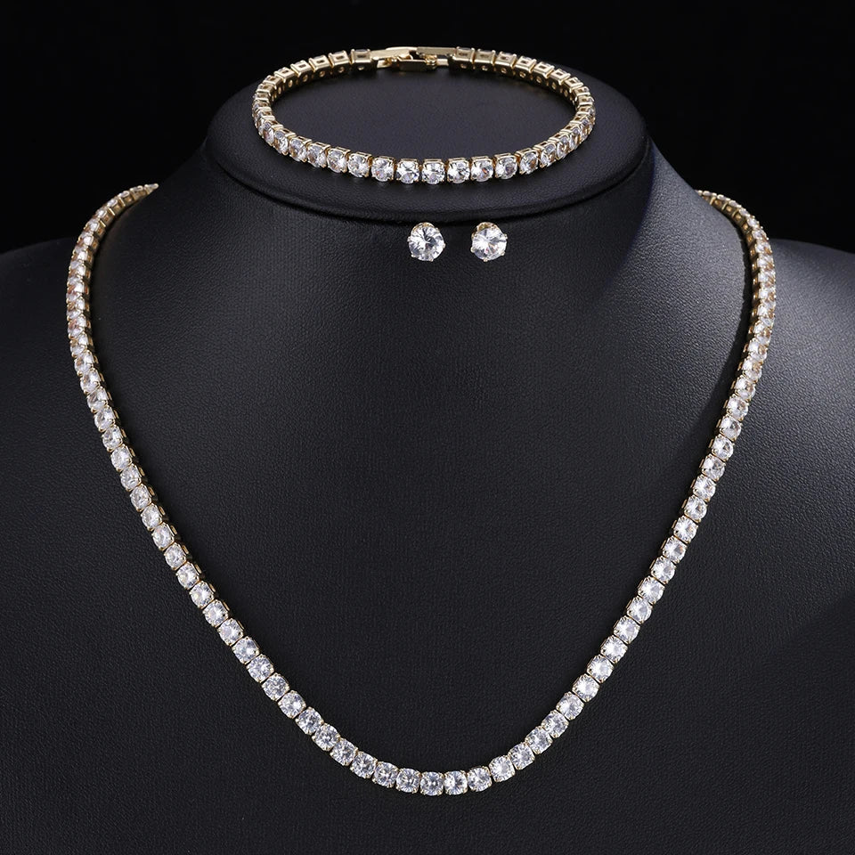 Parure collier & boucles d'oreilles zirconium AAA – Mariage