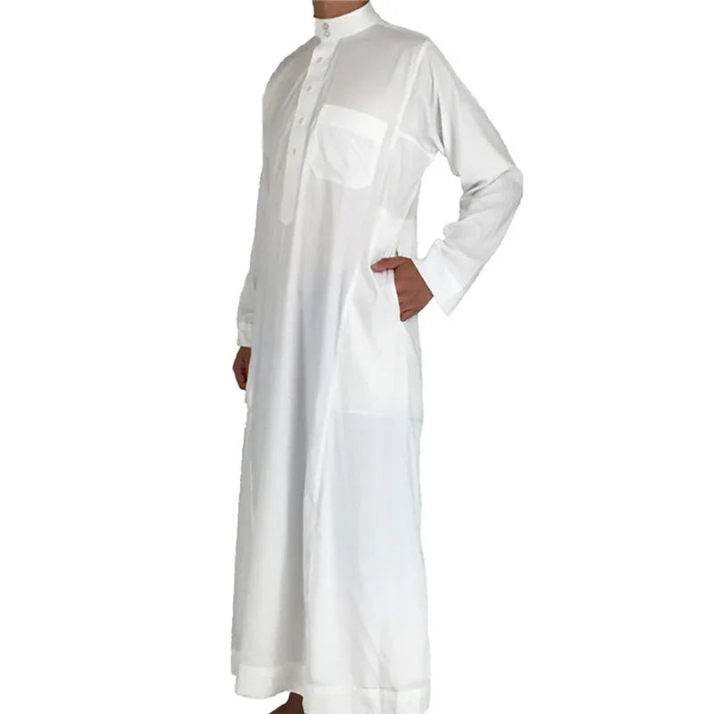 Qamis Homme Uni – Kaftan Jubba Islamique avec Bonnet