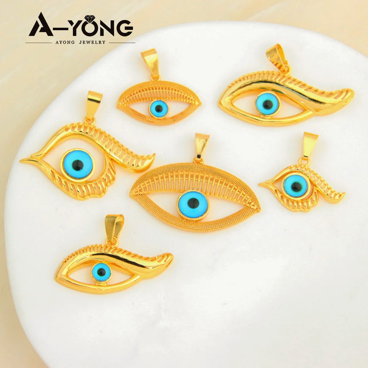 Collier pendentif œil turc porte-bonheur – Plaqué or 21k