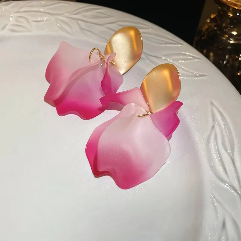 Boucles d'oreilles pendantes pétales de rose – Style vintage