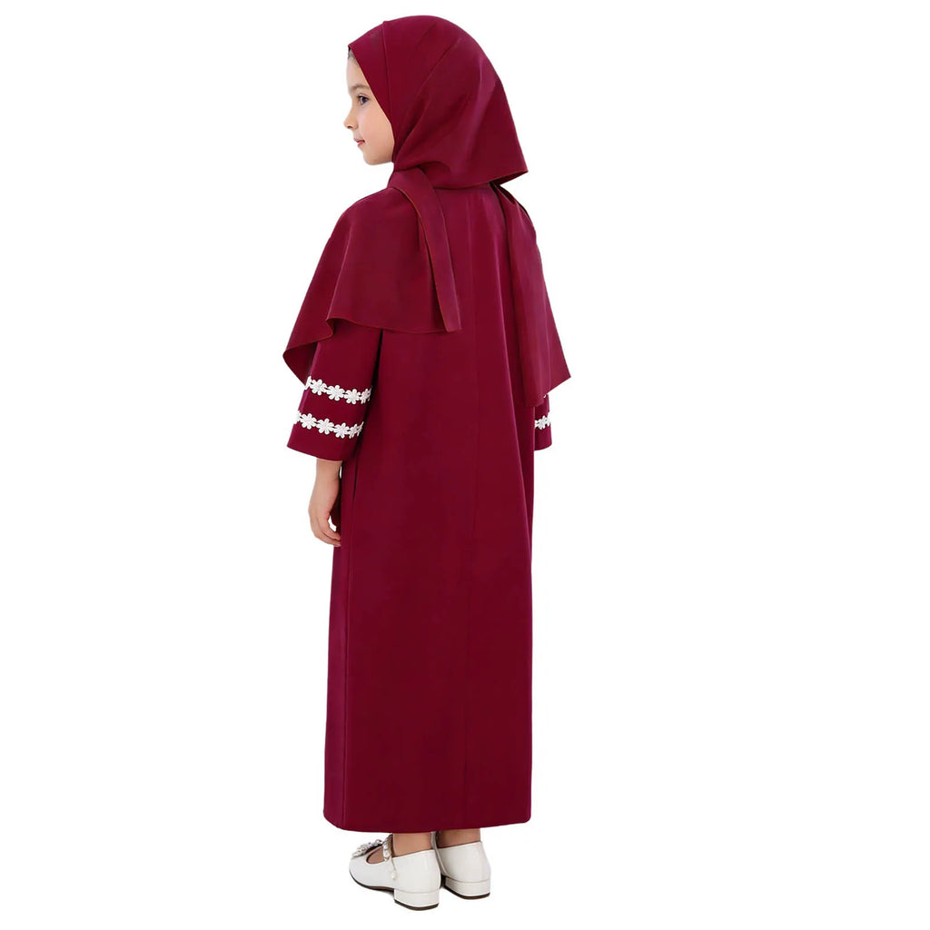 Abaya Fille avec Hijab – Robe Zippée Ramadan Eid